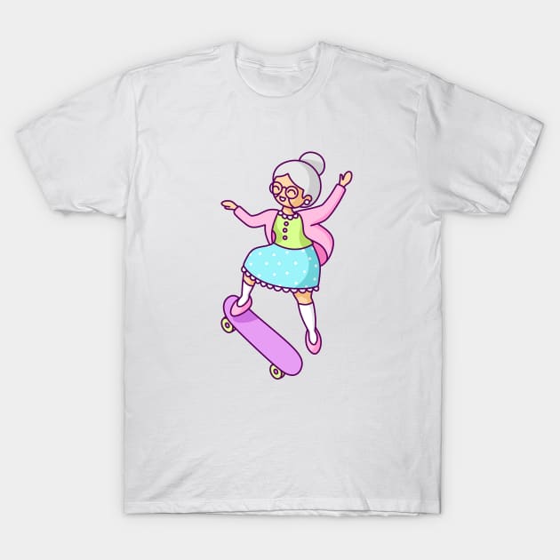 Skater Grandma T-Shirt by sombrasblancas